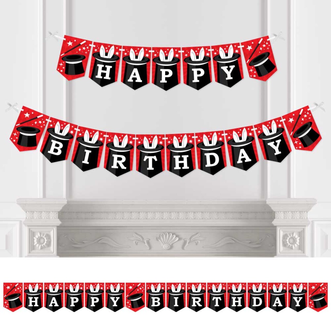 Big Dot of Happiness Ta-Da, Magic Show - Magical Birthday Party Bunting Banner - Birthday Party Decorations - Happy Birthday